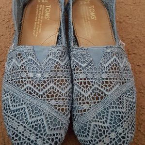 TOMS blue lace flats